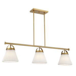 3-Light  Linear Chandelier in Natural Brass