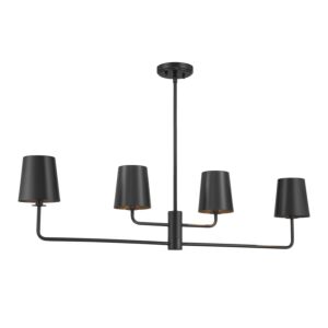 4-Light  Linear Chandelier in Matte Black