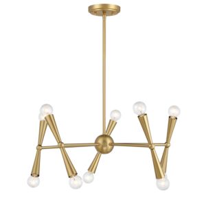 8-11 Light Chandelier in Natural Brass