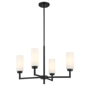 4-Light  Chandelier in Matte Black