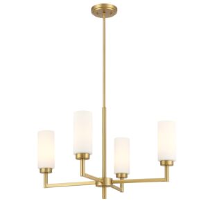 4-Light  Chandelier in Natural Brass