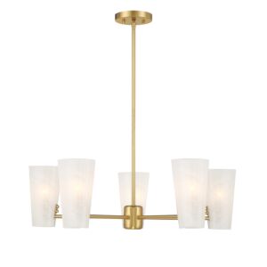 5-Light  Chandelier in Natural Brass