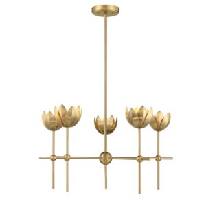 5-Light  Chandelier in Natural Brass