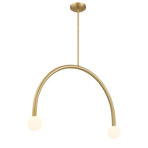 2-Light  Chandelier in Natural Brass