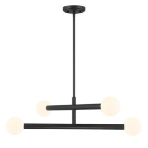 4-Light  Chandelier in Matte Black