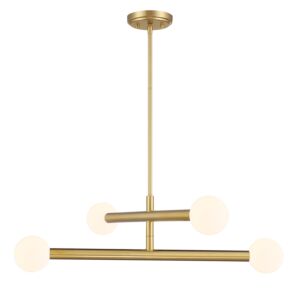 4-Light  Chandelier in Natural Brass