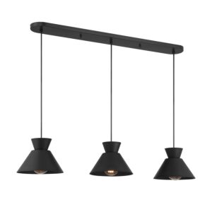 3-Light  Linear Chandelier in Matte Black