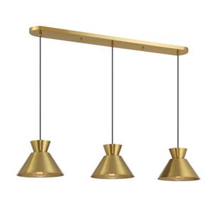 3-Light  Linear Chandelier in Natural Brass