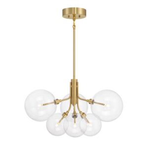 6-7 Light  Chandelier in Natural Brass