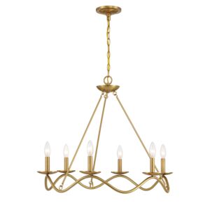 6-7 Light  Chandelier in Natural Brass