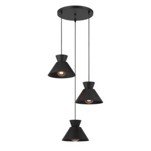 3-Light  Multi-Point Chandelier in Matte Black