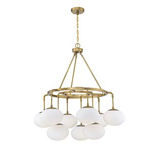  Nine Light Chandelier in Natural Brass by Meridian