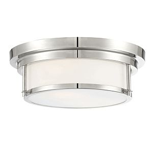  Two Light Flush Mount in Polished Nickel by Meridian