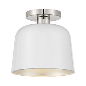  One Light Flush Mount in Whiteith Polished Nickel by Meridian