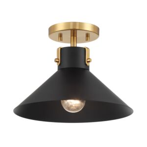 1-Light  Ceiling Light in Matte Black and Natural Brass