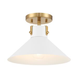 1-Light  Ceiling Light in White and Natural Brass