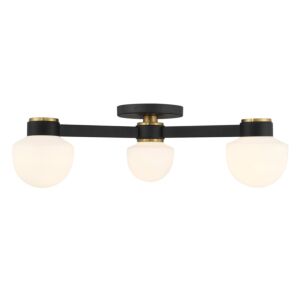 3-Light  Ceiling Light in Matte Black with Natural Brass