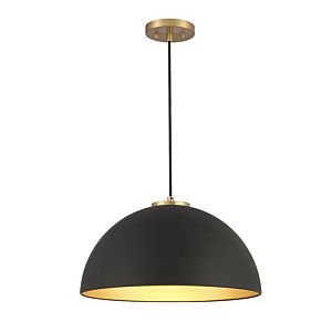  One Light Pendant in Matte Blackith Natural Brass by Meridian