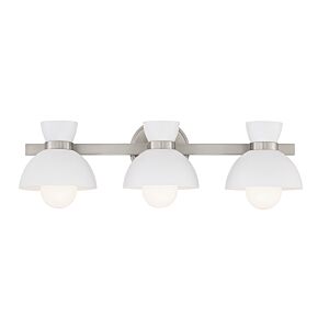  Three Light Bathroom Vanity in Brushed Nickel by Meridian