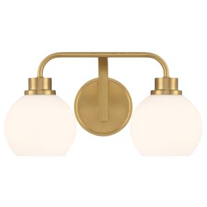 2-Light  Bathroom Vanity Light in Natural Brass