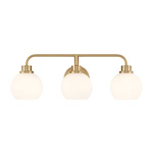 3-Light  Bathroom Vanity Light in Natural Brass