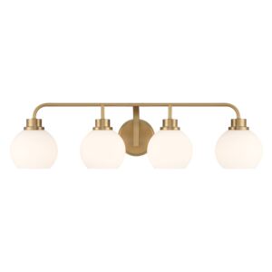 4-Light  Bathroom Vanity Light in Natural Brass