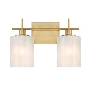 2-Light  Bathroom Vanity Light in Natural Brass