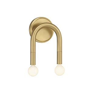  Two Light Wall Sconce in Natural Brass by Meridian