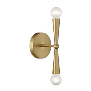 2-Light  Wall Sconce in Natural Brass