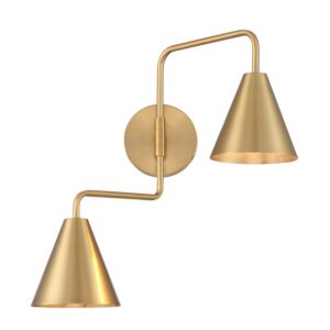 2-Light  Adjustable Wall Sconce in Natural Brass