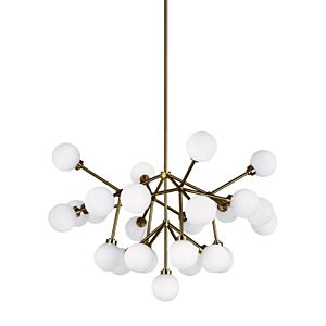 Visual Comfort Modern Mara 25-Light 2700K LED Multi-Tier Chandelier in Aged Brass and White