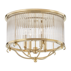 Glass No.1 Four Light Semi Flush Mount in Aged Brass by Hudson Valley