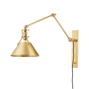 Metal No. 2 One Light Portable Wall Sconce in Aged Brass by Hudson Valley