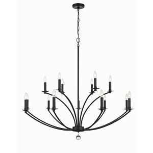 Mila 15 Light Chandelier in Black by Crystorama