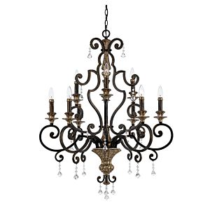 Marquette Nine Light Chandelier in Heirloom by Quoizel