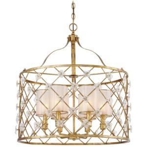 Victoria Park Six Light Pendant in Elara Gold by Metropolitan