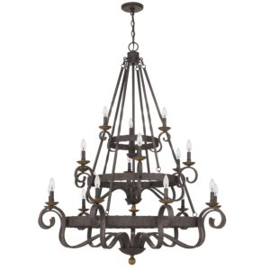 Noble 18 Light Chandelier in Rustic Black by Quoizel