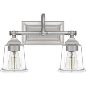 Nicholas Two Light Bath in Brushed Nickel by Quoizel