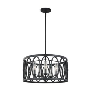 Patrice Five Light Outdoor Chandelier in Dark Weathered Zinc by Visual Comfort Studio