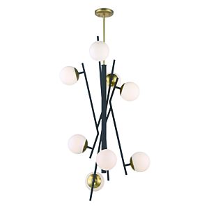 George Kovacs Alluria 8 Light Foyer Light in Weathered Black with Autumn Gold