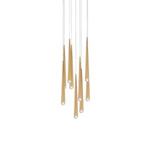 Cascade 9-Light LED Pendant in Aged Brass