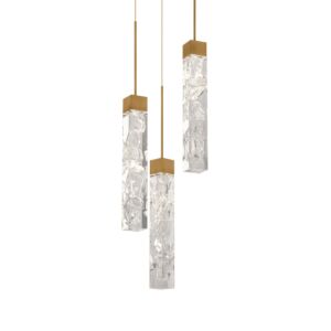 Minx 3-Light LED Pendant in Aged Brass