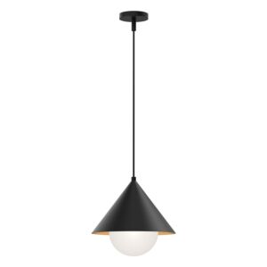 Remy One Light Pendant in Matte Black Opal Glass by Alora