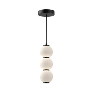 Bijou LED Pendant in Matte Black with Opal Glass