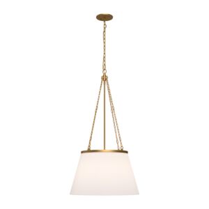 Speakeasy 1-Light Pendant in Aged Gold with White Linen