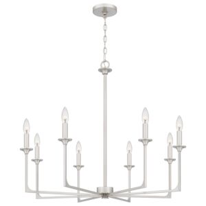 Prescott Eight Light Chandelier in Brushed Nickel by Quoizel