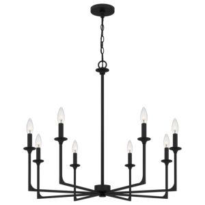 Prescott Eight Light Chandelier in Matte Black by Quoizel