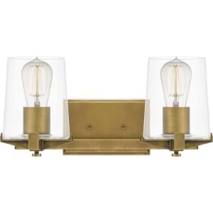 Perry 2-Light Bathroom Vanity Light in Weathered Brass