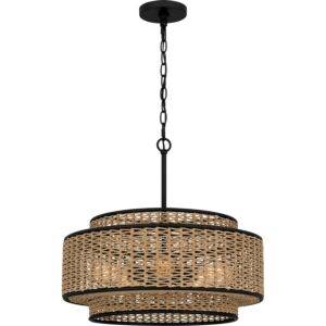 Quoizel Pendant Five Light Pendant in Matte Black by Quoizel