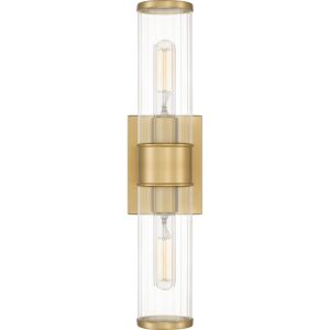 Quoizel Wood Two Light Wall Sconce in Aged Brass by Quoizel